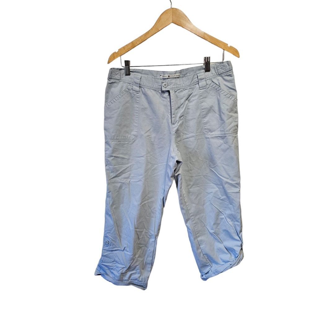 TOMMY HILFIGER‎ Roll Tab Pants Cropped Blue Nautical Beachy 14